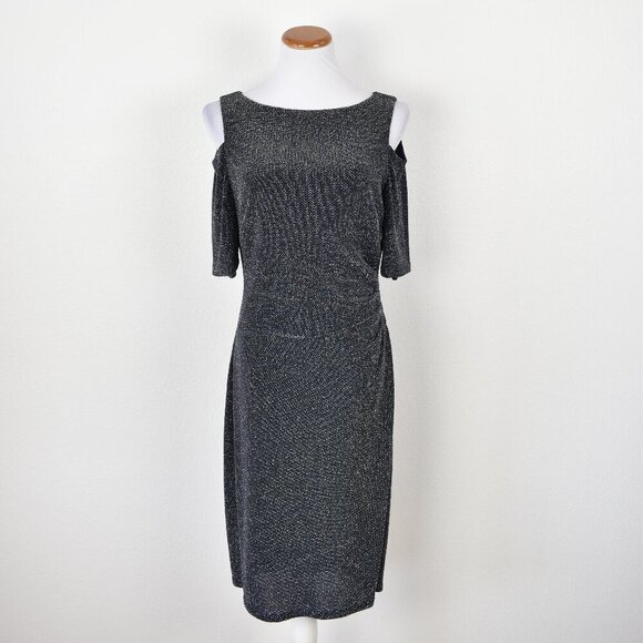 Lauren Ralph Lauren Cold Shoulder Metallic Sheath Dress - 10 - Picture 1 of 8